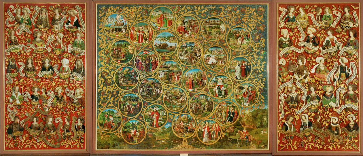 The Family Tree of the Babenberg Margraves and Dukes, First Rulers of Ostarrichi by Unknown Artist