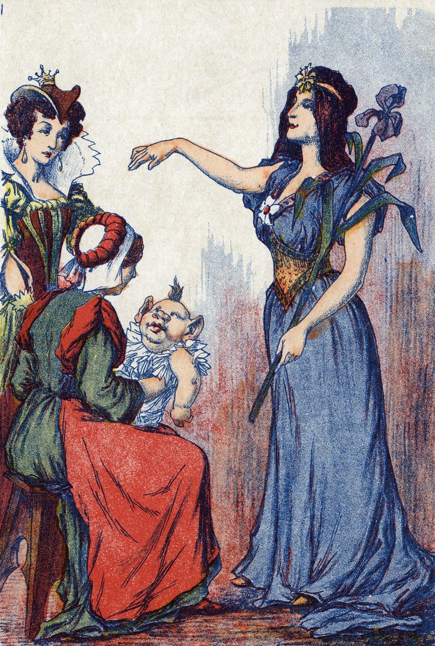 The fairy predicts that Riquet will have a lot of wit. Illustration for 