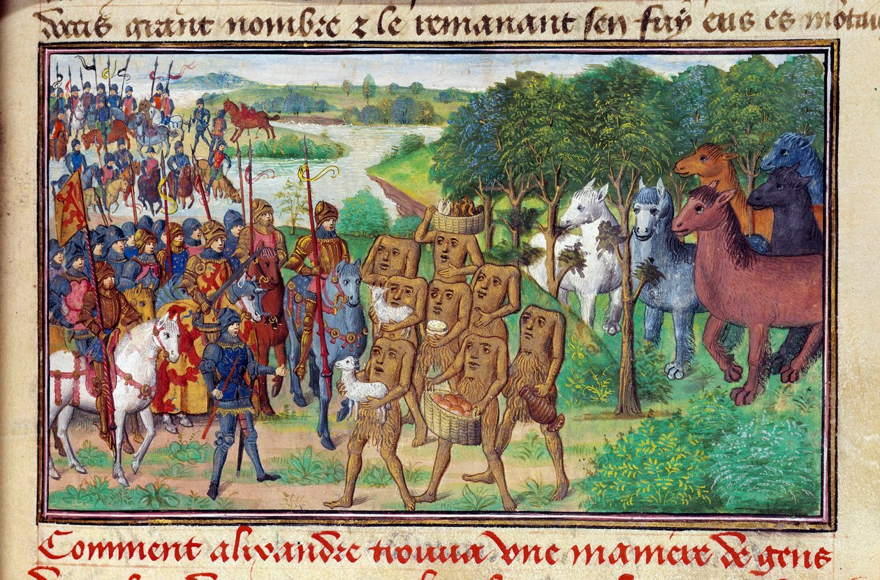 The king of Macedoine Iskandar (or Alexander the Great) met monsters giving him presents by Unknown artist