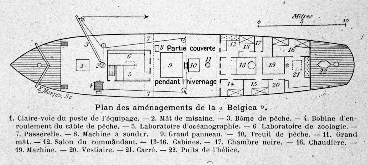 Layout Plan of the Belgian Scientific Vessel Belgica Used in the Antarctic Expeditions by Unknown artist