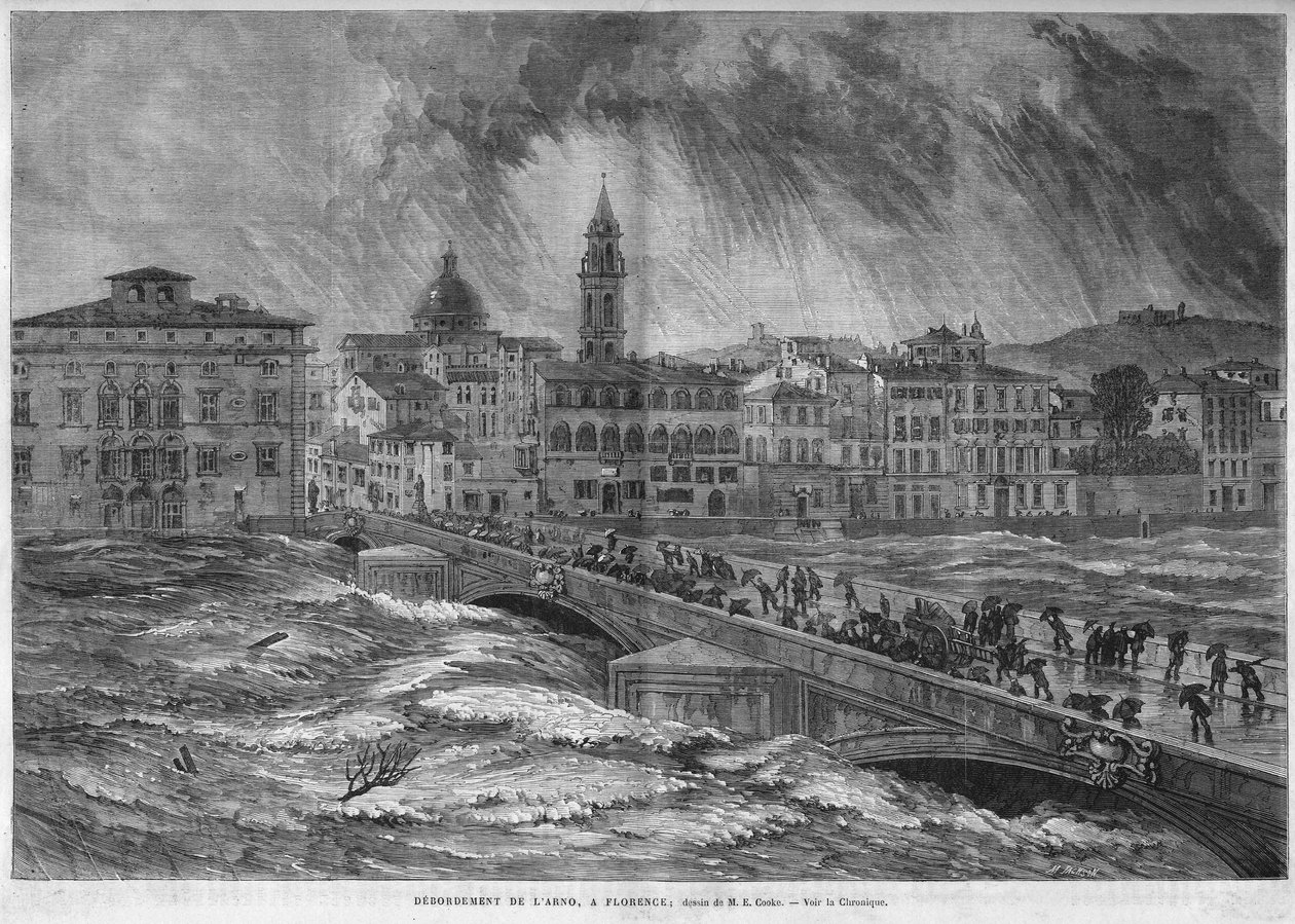 The overflow of the Arno in Florence in 1868. by Unknown artist