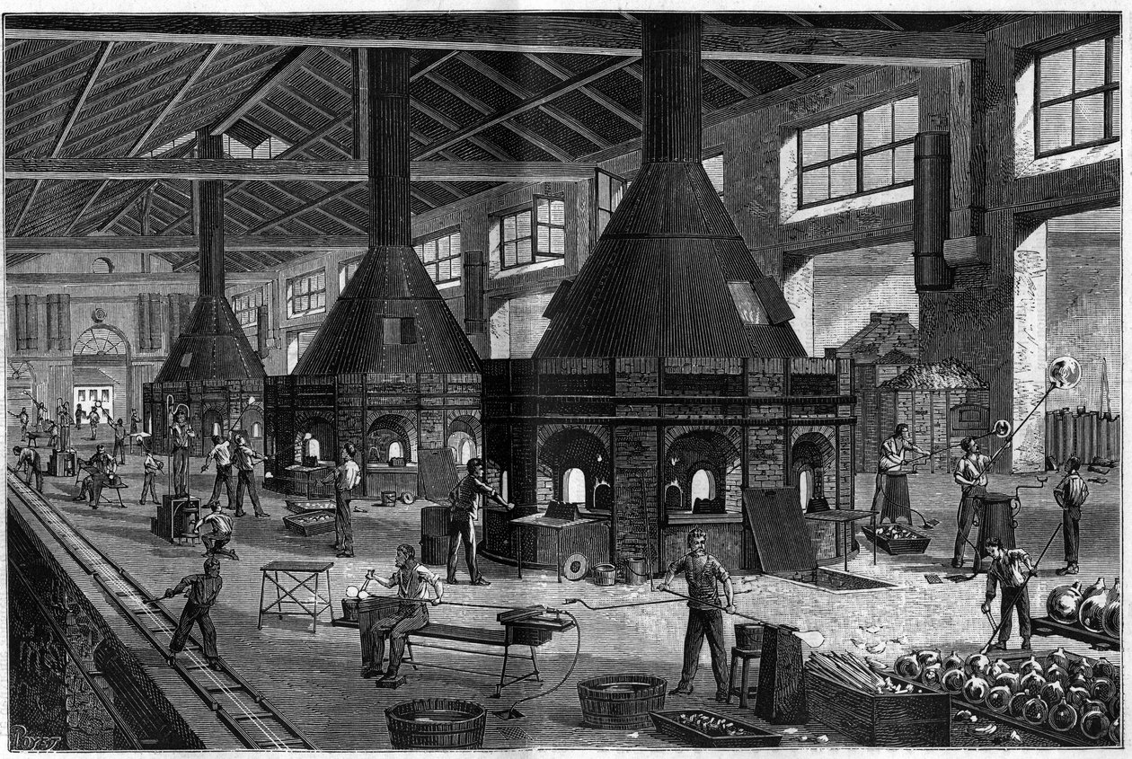 The whole glassware of MM Appert brothers, showing the work of the new process of blowing glass by air compresses by Unknown artist