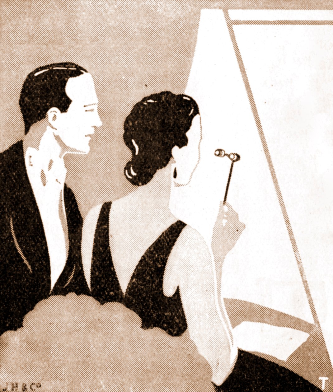 Theatre Audience - Elegant Couple at a Theatre Performance by Unknown artist