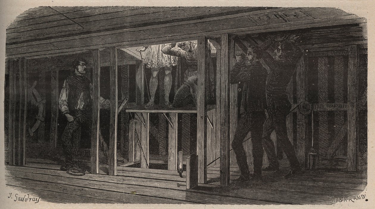 Theatre tricks - swallowing - engraving of 1875 by Unknown artist