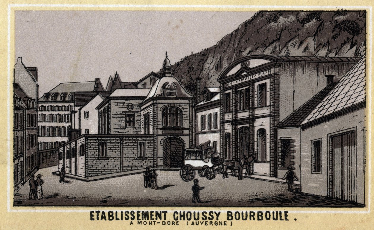 Thermal establishments of Choussy at Bourboule in the Monts Dore massif, in the department of Puy-de-Dome in Auvergne by Unknown artist