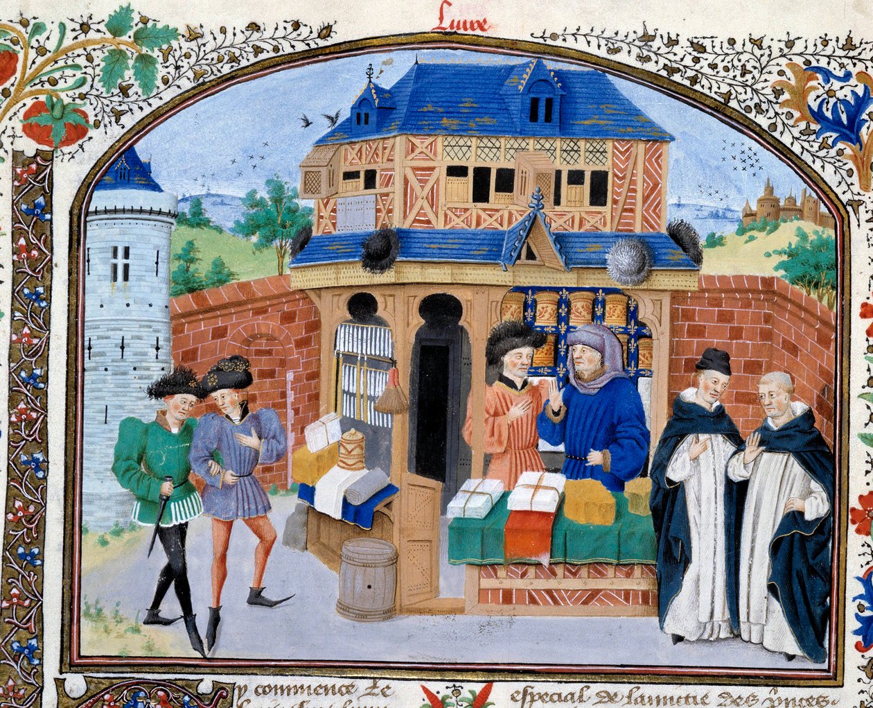 Trade: a merchant shop. Miniature from the manuscript 
