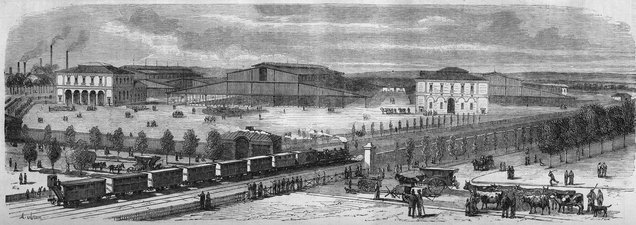 Transformations of Paris under the Second Empire, Paris Haussmann: The new march to the cattle of the Villette. by Unknown artist