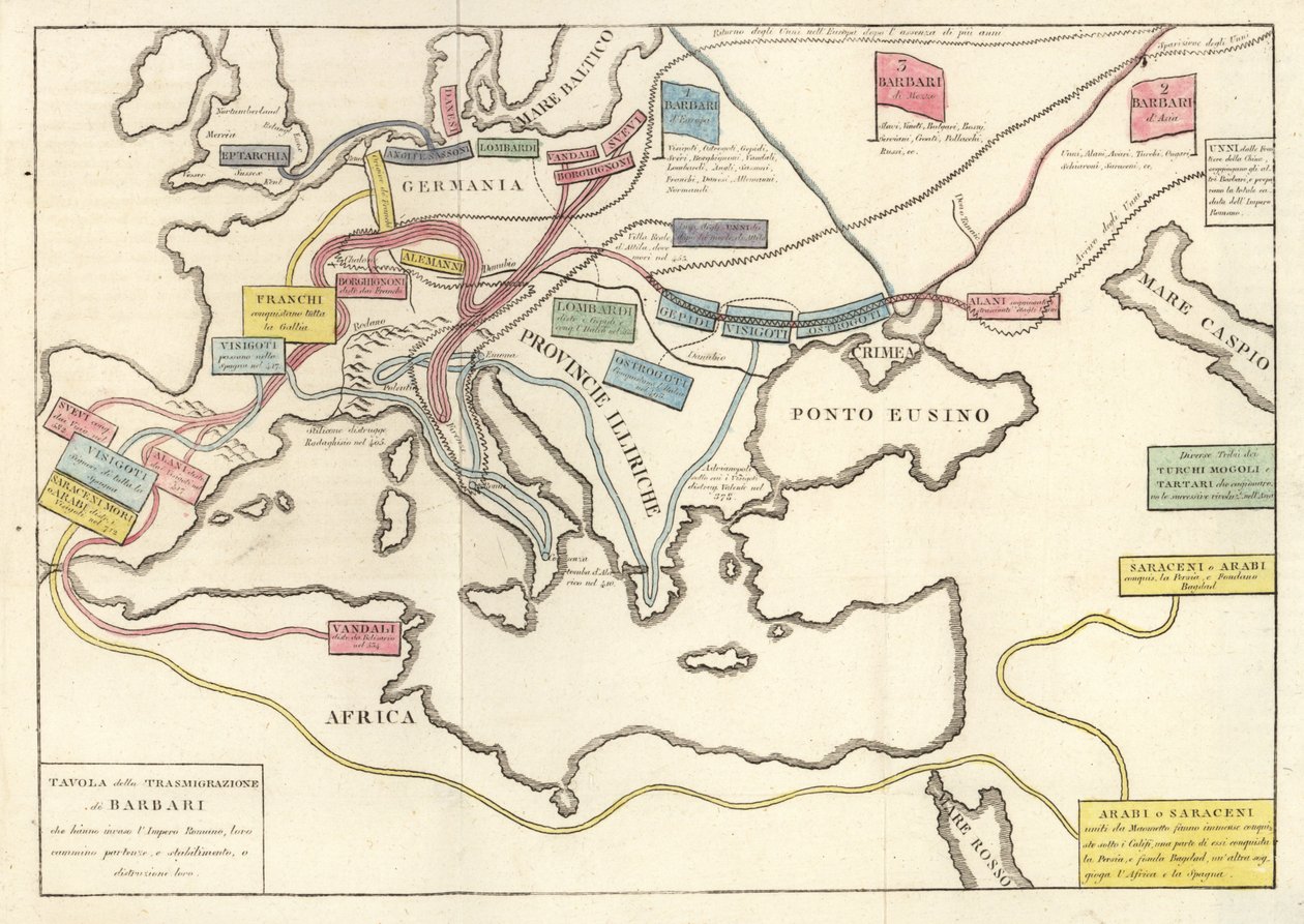 Transmigrations of the barbarian tribes that invaded the Roman Empire by Unknown artist
