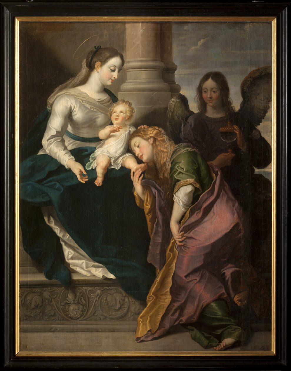 Triptych, Painting, Signed L. Segers (?), Escutcheon with Text Omnia Enpitras (1627) by Unknown artist