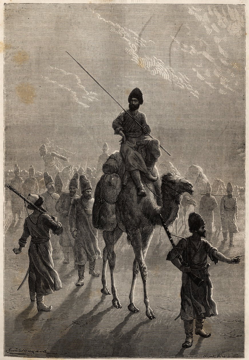 Turkish Prisoners Taken to Teheran, Engraving to Illustrate 
