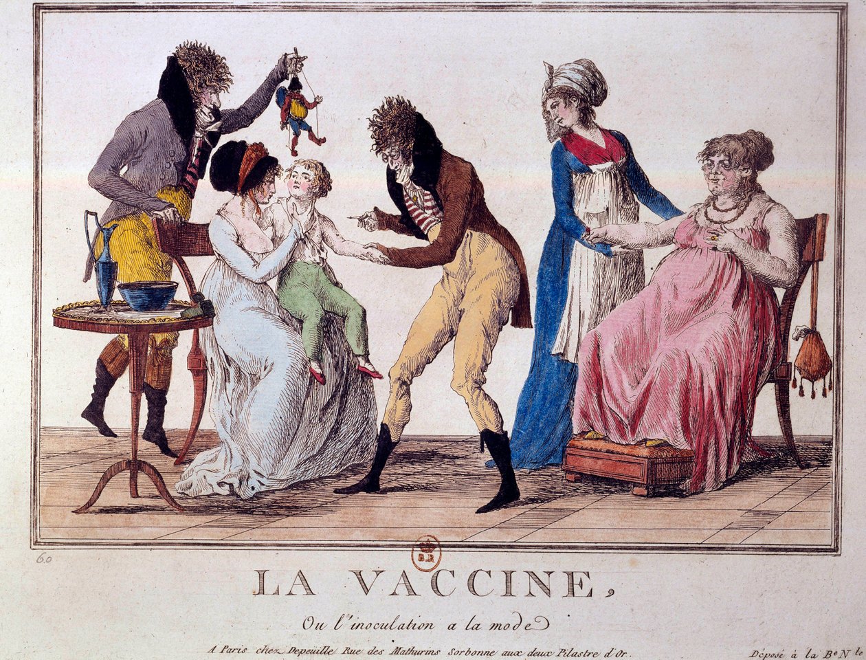 Vaccine or Inoculation is Fashionable. Early 19th Century. Paris, B.N. by Unknown artist