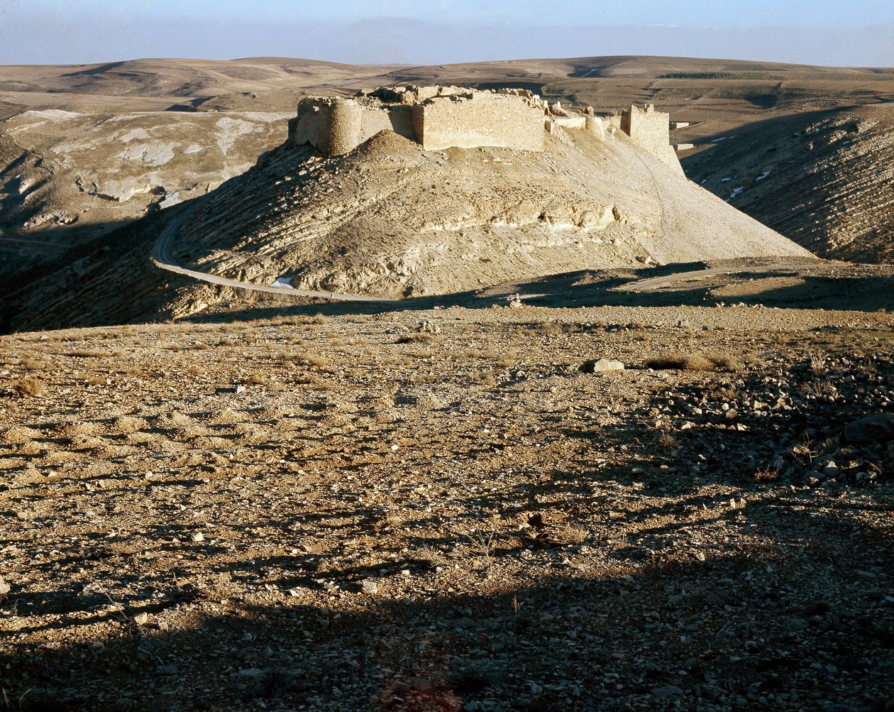 View of Karac el Chobac, crusader castle on the eastern side of the Arabah by Unknown artist