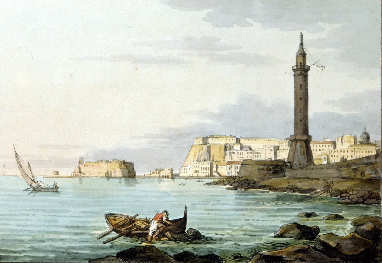 View of Naples from the port. On the left stands the Castel dell