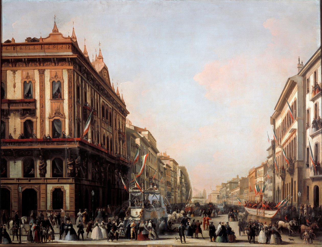 View of Venezia Street with Carnival Float, Milan by Unknown artist