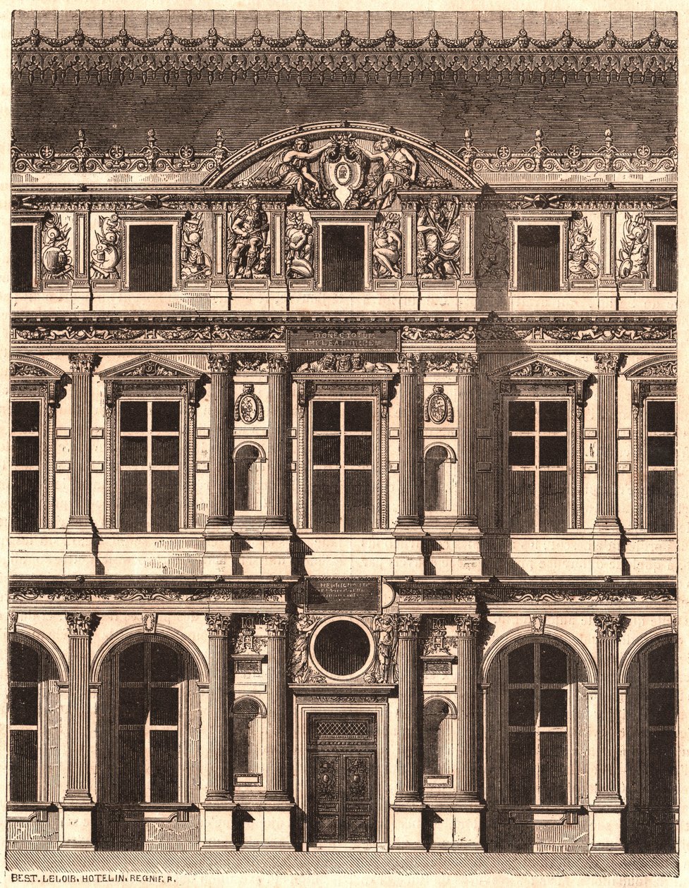 View of part of the front of the courtyard of the Louvre, Paris, France by Unknown
