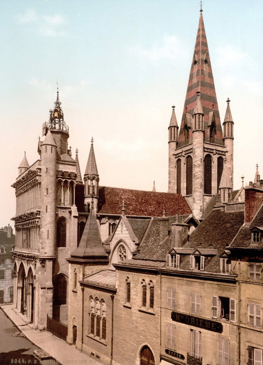 View of the Church of Notre Dame in Dijon. Photochrome, circa 1890 by Unknown artist