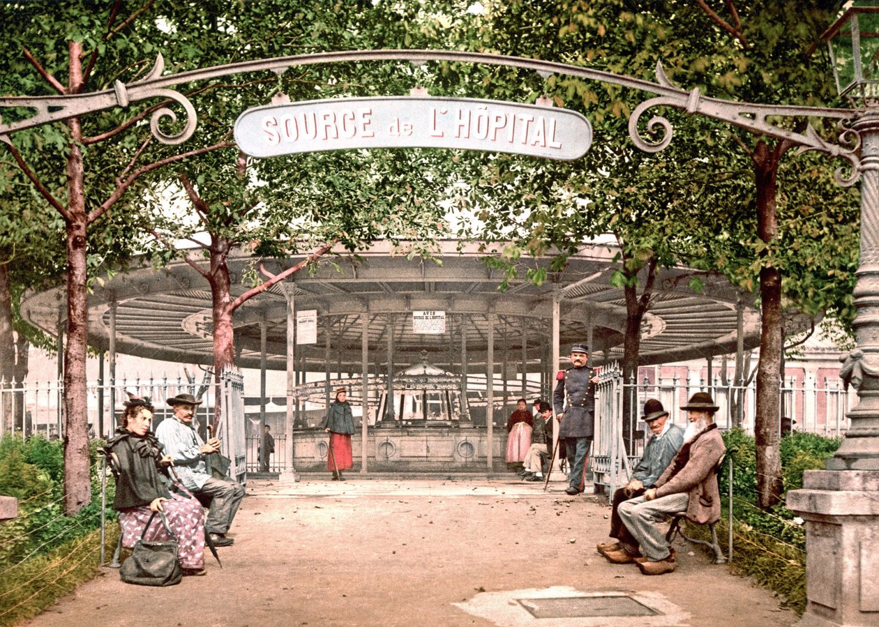 View of the Hospital of Vichy: Source of the Hospital. Photochrome ca. 1890 by Unknown artist