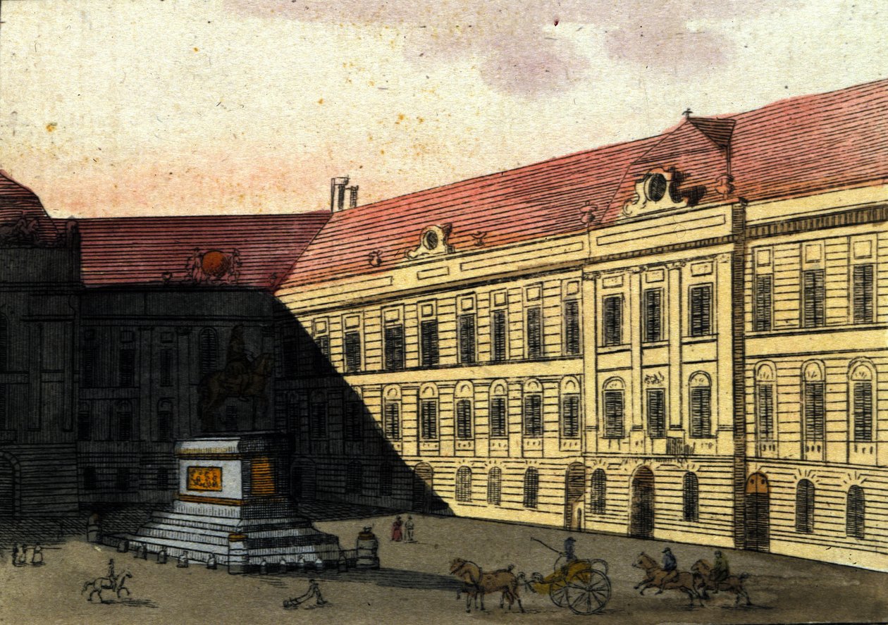 View of the Josephplatz in Vienna, Austria. Engraving from 1820. by Unknown artist