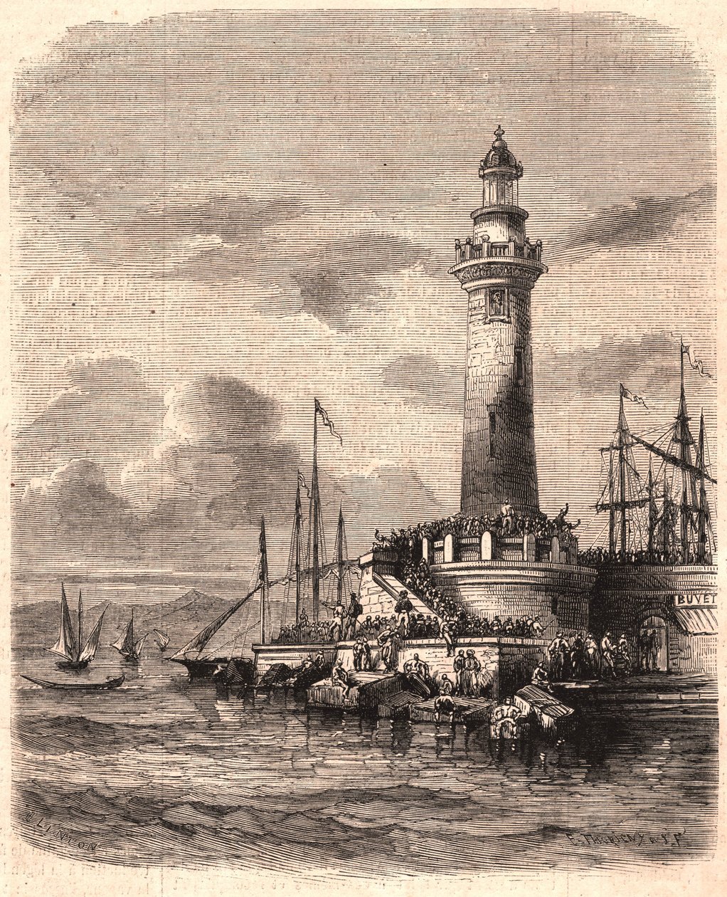 View of the Lighthouse of Point of Joliette in Marseille in the 19th century by Unknown
