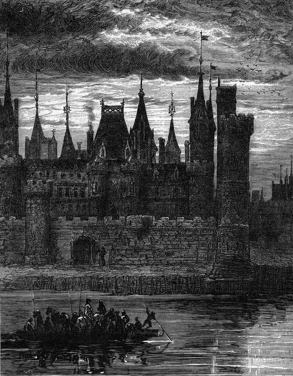 Ansicht des Louvre im 14. Jahrhundert (Stich in „Le Journal de la jeunesse“) von Unknown artist