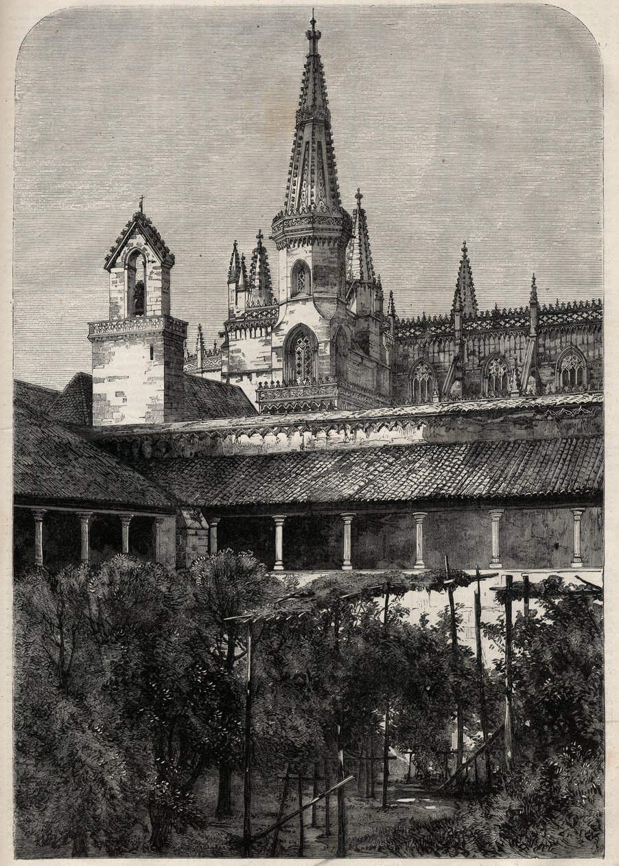 View of the Monastery of Bathala in Portugal. Engraving in 