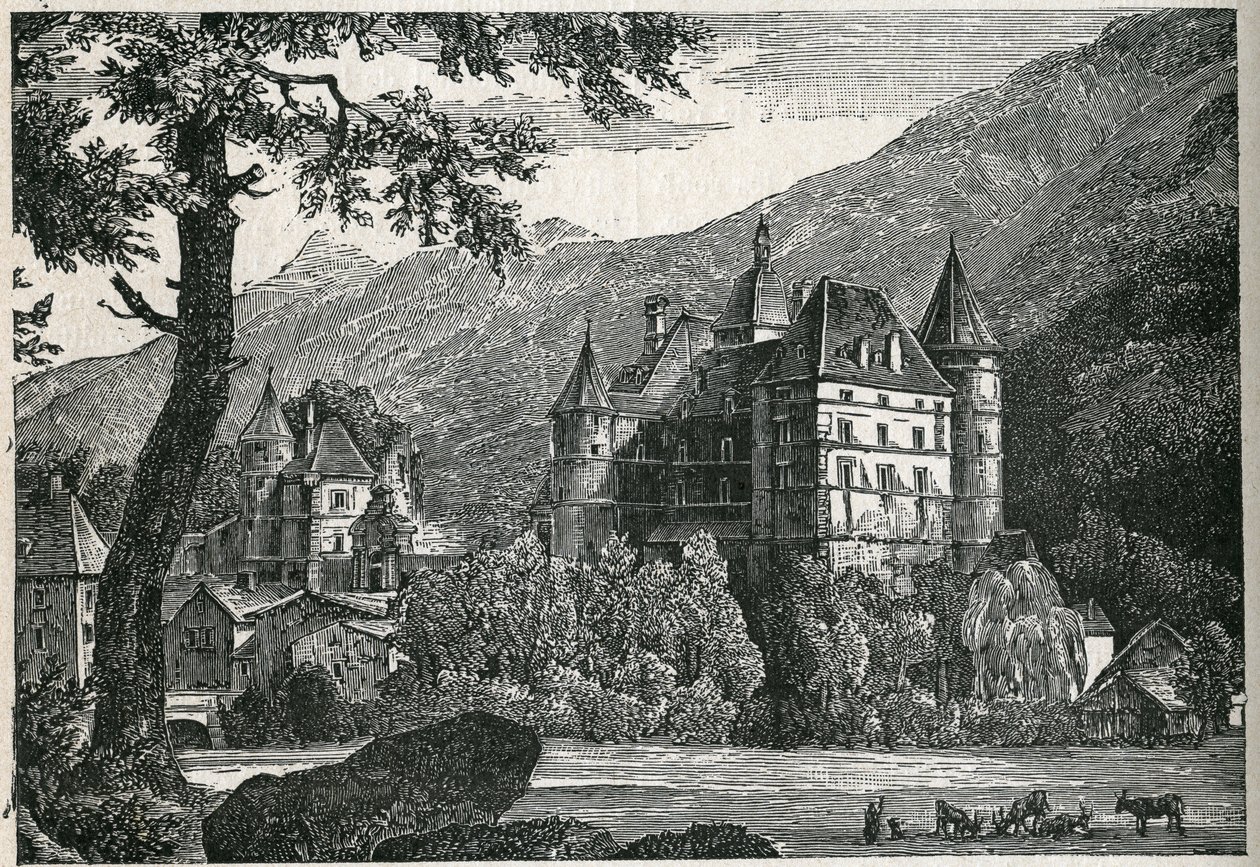 View of the castle of Vizille in Isere. by Unknown artist