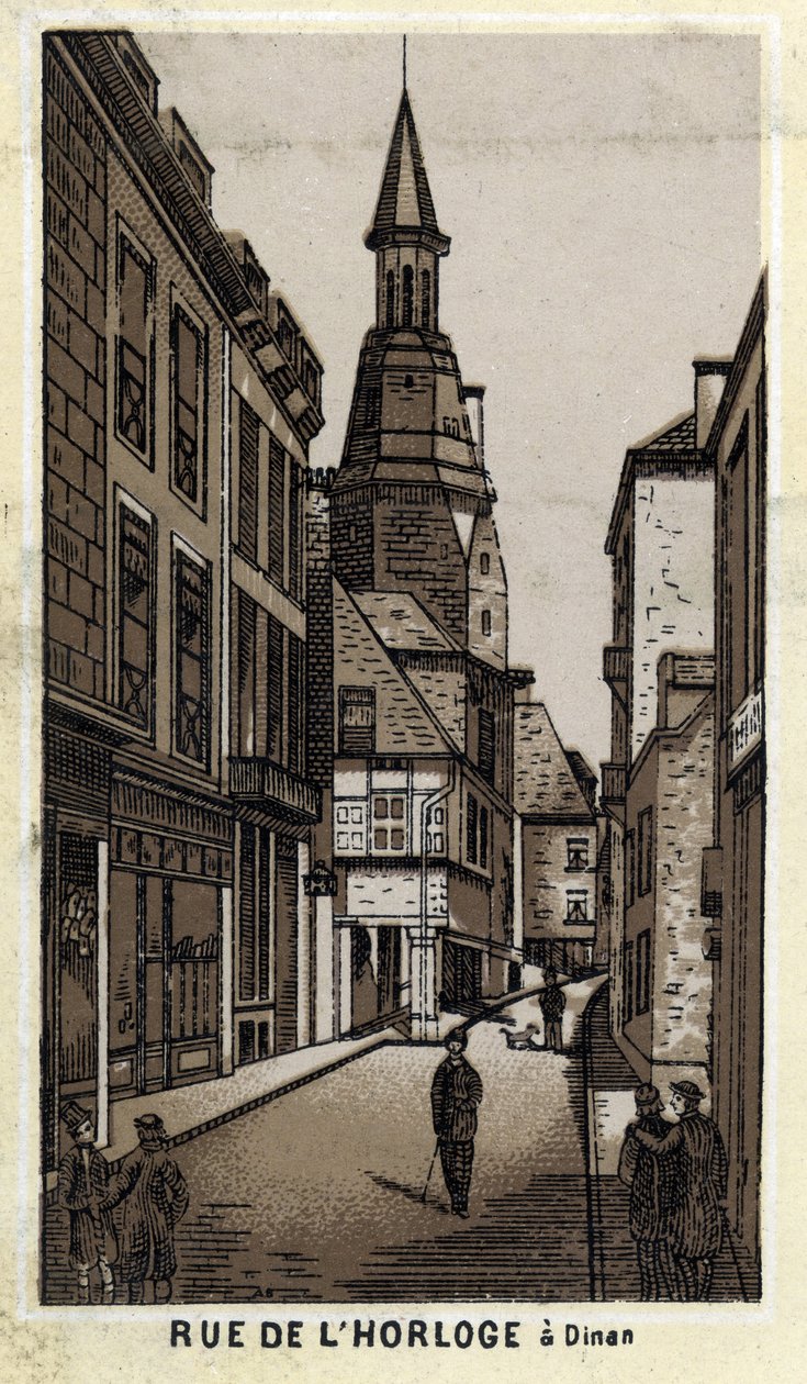 View of the clock street in Dinan (Cotes-d