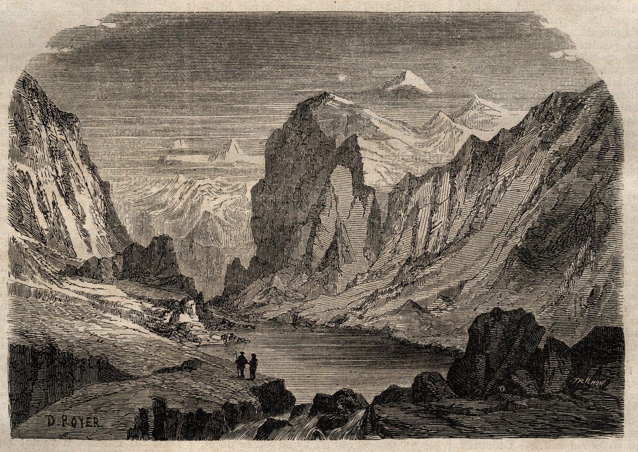 View of the country of Davos in Switzerland in the 19th century - engraving in 