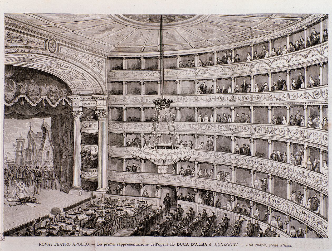View of the first performance of the opera The Duke of Alba, at the Teatro Apollo, Rome by Unknown artist