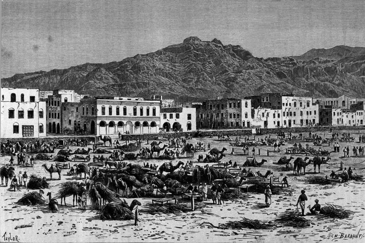 View of the march of Aden in Abyssinia. Engraving around 1880. by Unknown artist