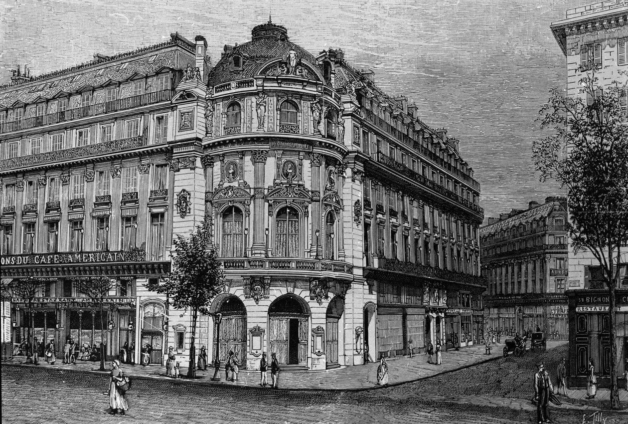 View of the theatre du Vaudeville in Paris by Unknown artist