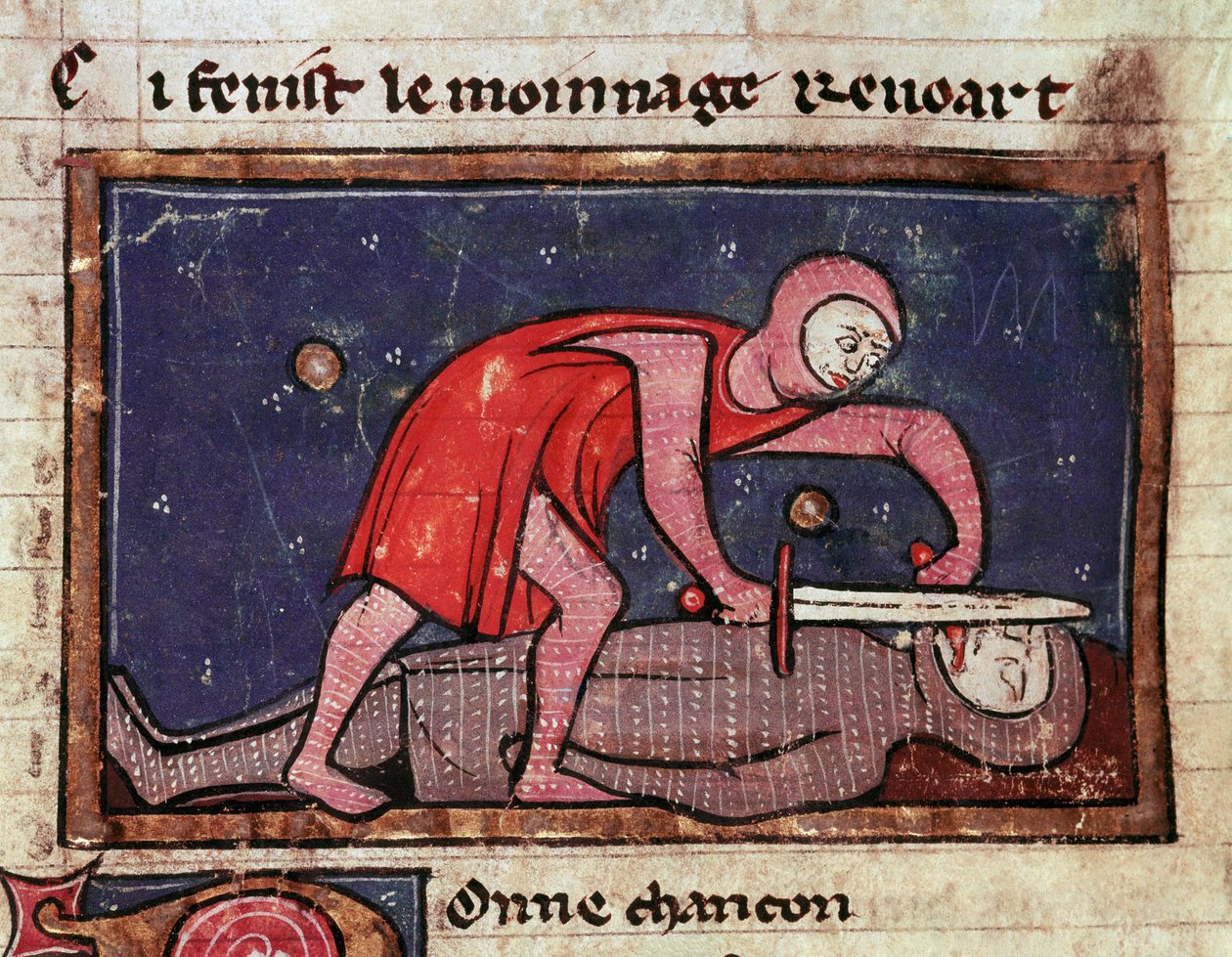 William V of Poitiers called the Great cuts the tongue of his enemy Count Boson II of the Marche in 1008 by Unknown artist