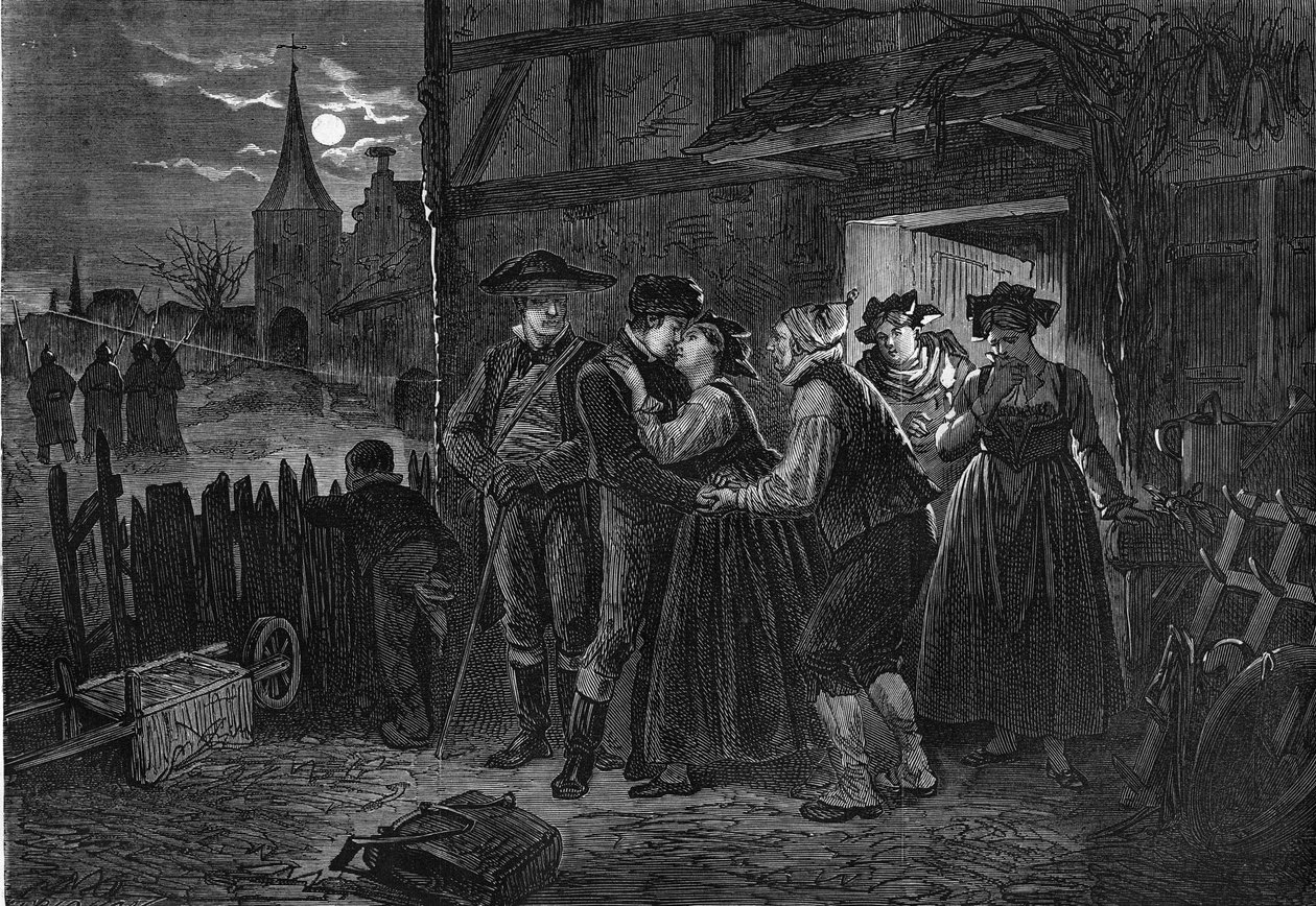 Young Alsatians emigrated to escape Prussian military service. by Unknown artist