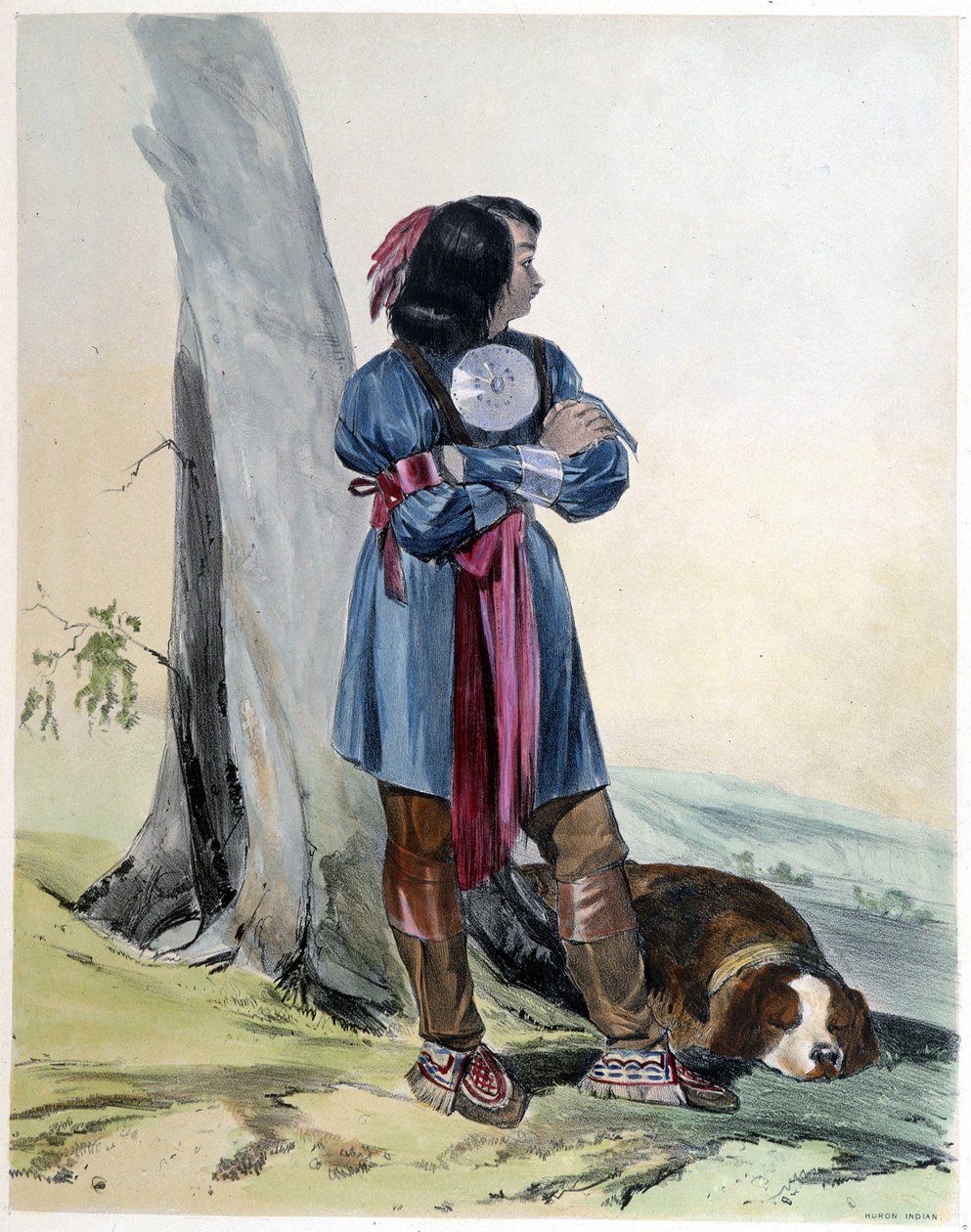 Young Indian Huron and His Dog - in “Shyth