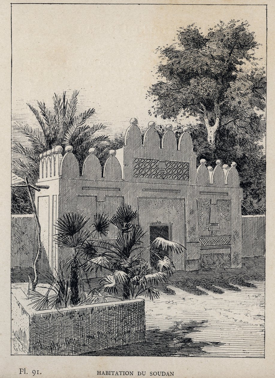 Sudanese House - engraving of 1889 in 