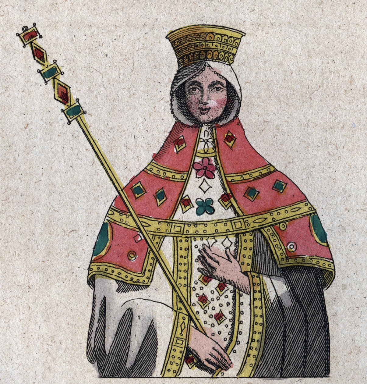 Portrait of Eudokia (or Eudocia) Ingerina (Eudocia Ingerina) (c. 840 - c. 882) wife of the Byzantine emperor Basil I - engraving from 