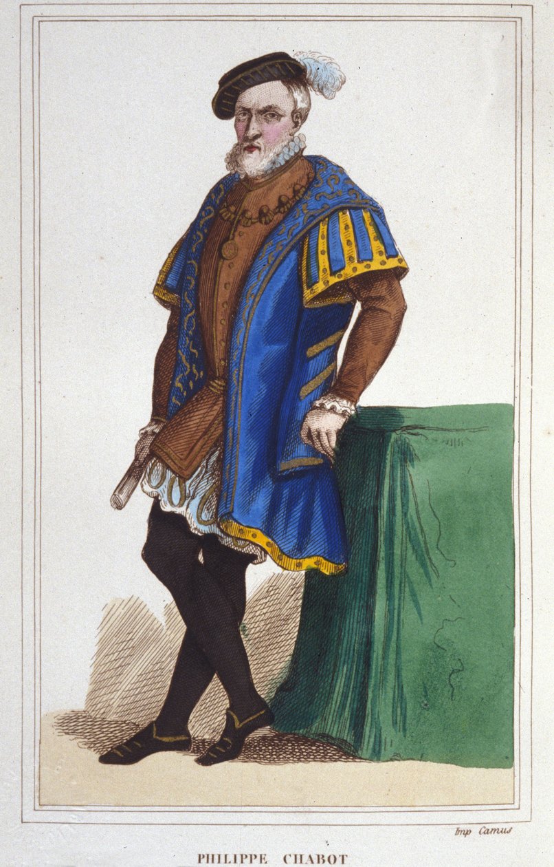 Portrait of Philippe de Chabot, Seigneur of Brion, Admiral of France (1480 to 1543). Engraving from 1830 by Unknown artist