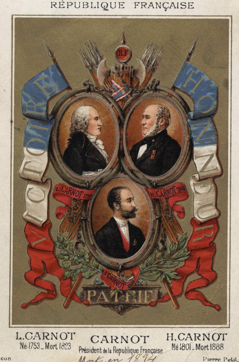 Portraits of Lazare Carnot, Hyppolite Carnot, and Sadi Carnot by Unknown artist