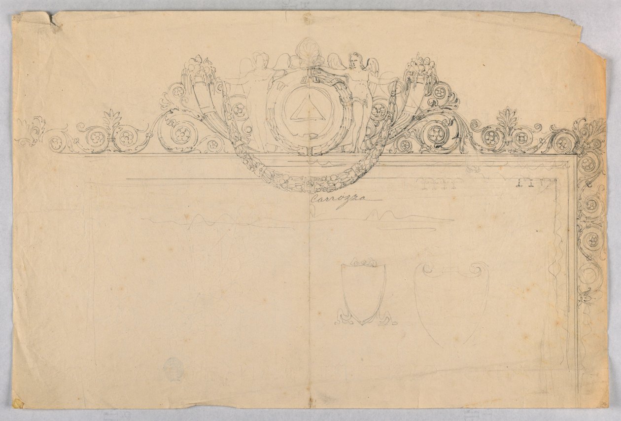 Design for the Cresting on the Back of a Coach by Unknown, Italian