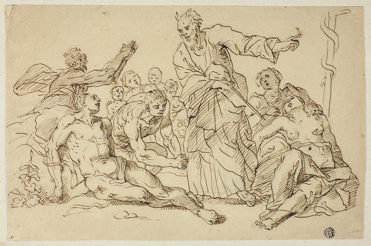 Moses and the Brazen Serpent by Unknown Italian