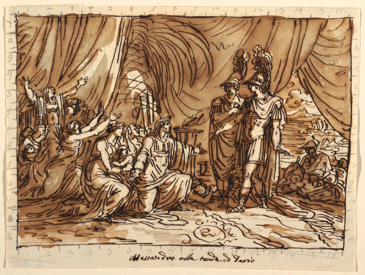 Drawing, Ceiling Design, Alexander and the Family of Darius, the Clemency of Alexander, Sala di Alessandro, Palazzo Naldi, Faenza, 1803 by Unknown artistUnknown artist