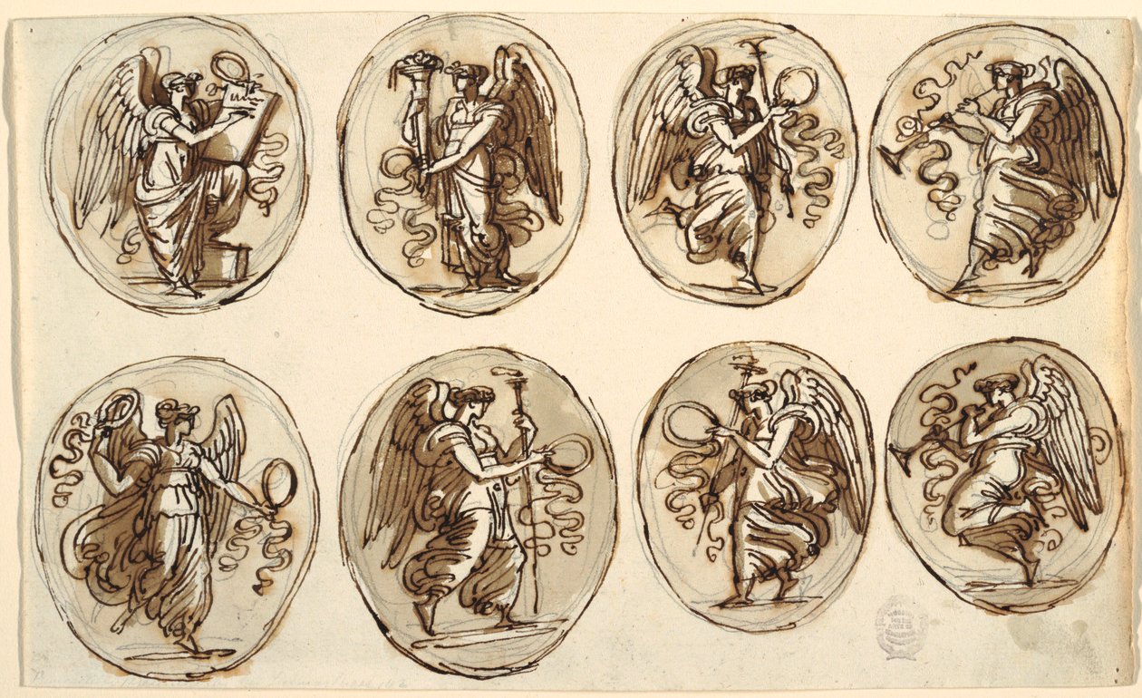 Ceiling Design, History, Abundance in Six Ovals, Sala di Ercole ed Ebe, Palazzo Gessi, Faenza, 1813 by Unknown artistUnknown artist