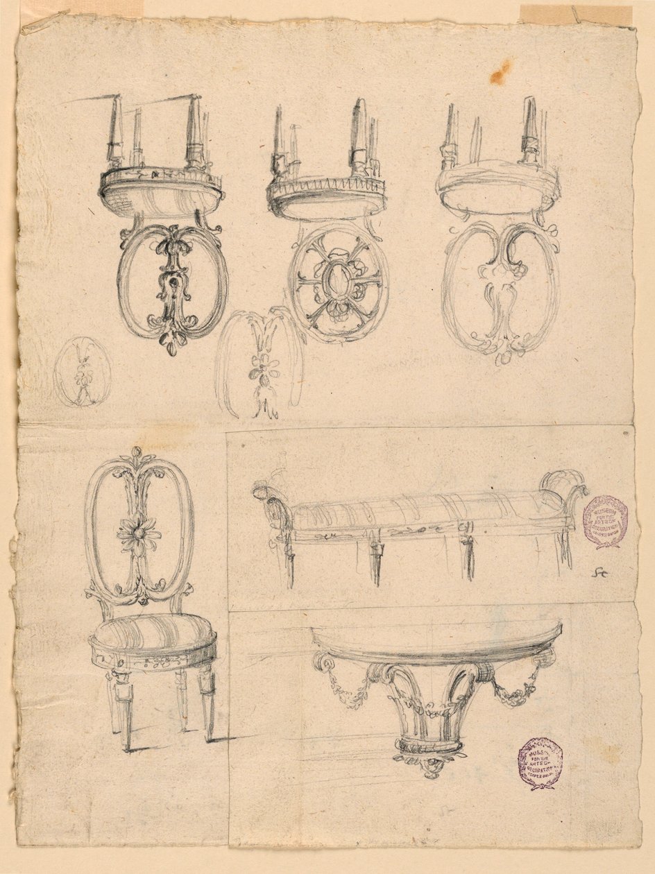 Chairs and Architectural Sketches, 1785–1795 by Unknown artistUnknown artist