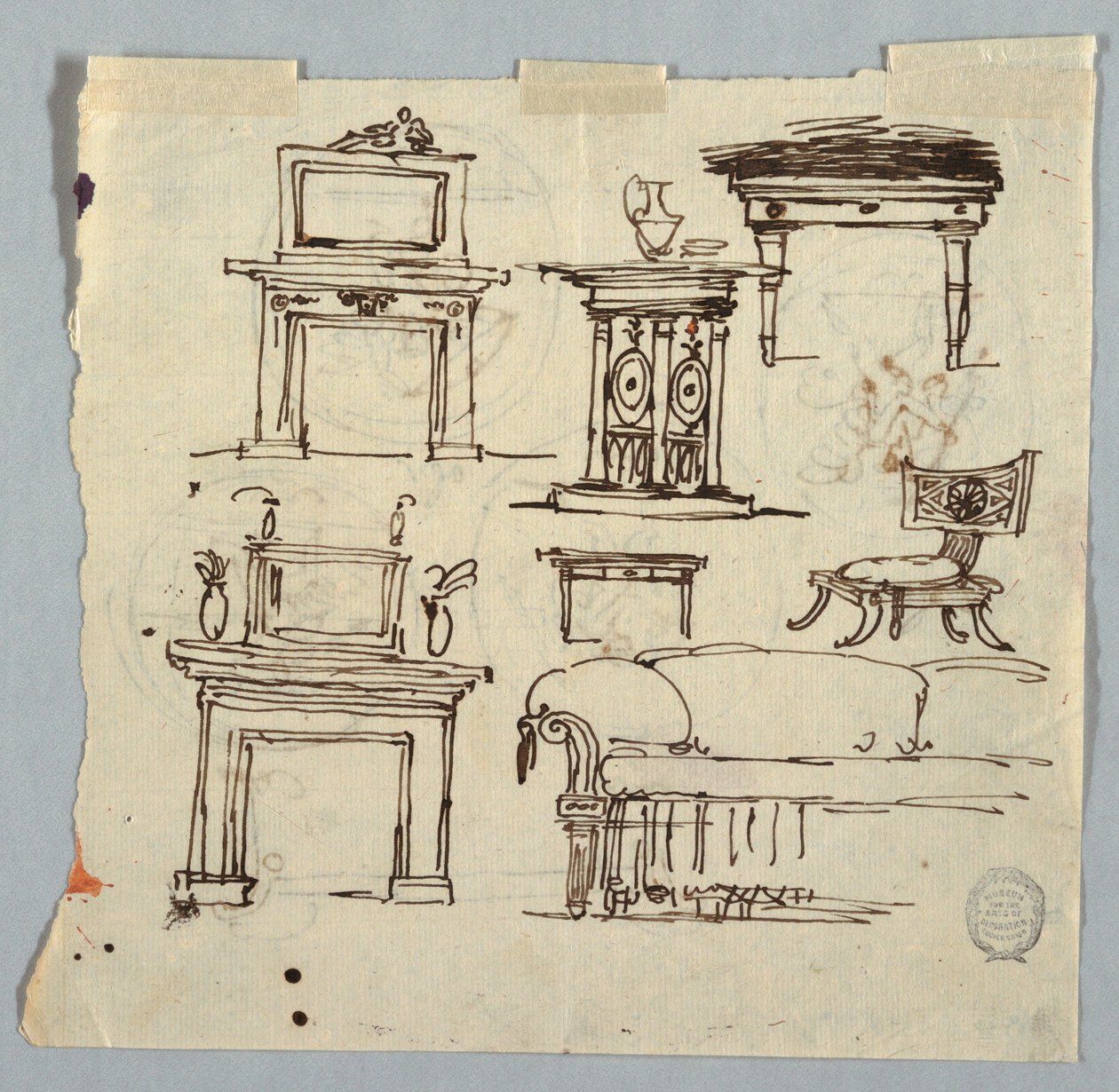 Chimney Pieces, Furniture and Ceiling Medallion, 1790–1810 by Unknown artistUnknown artist
