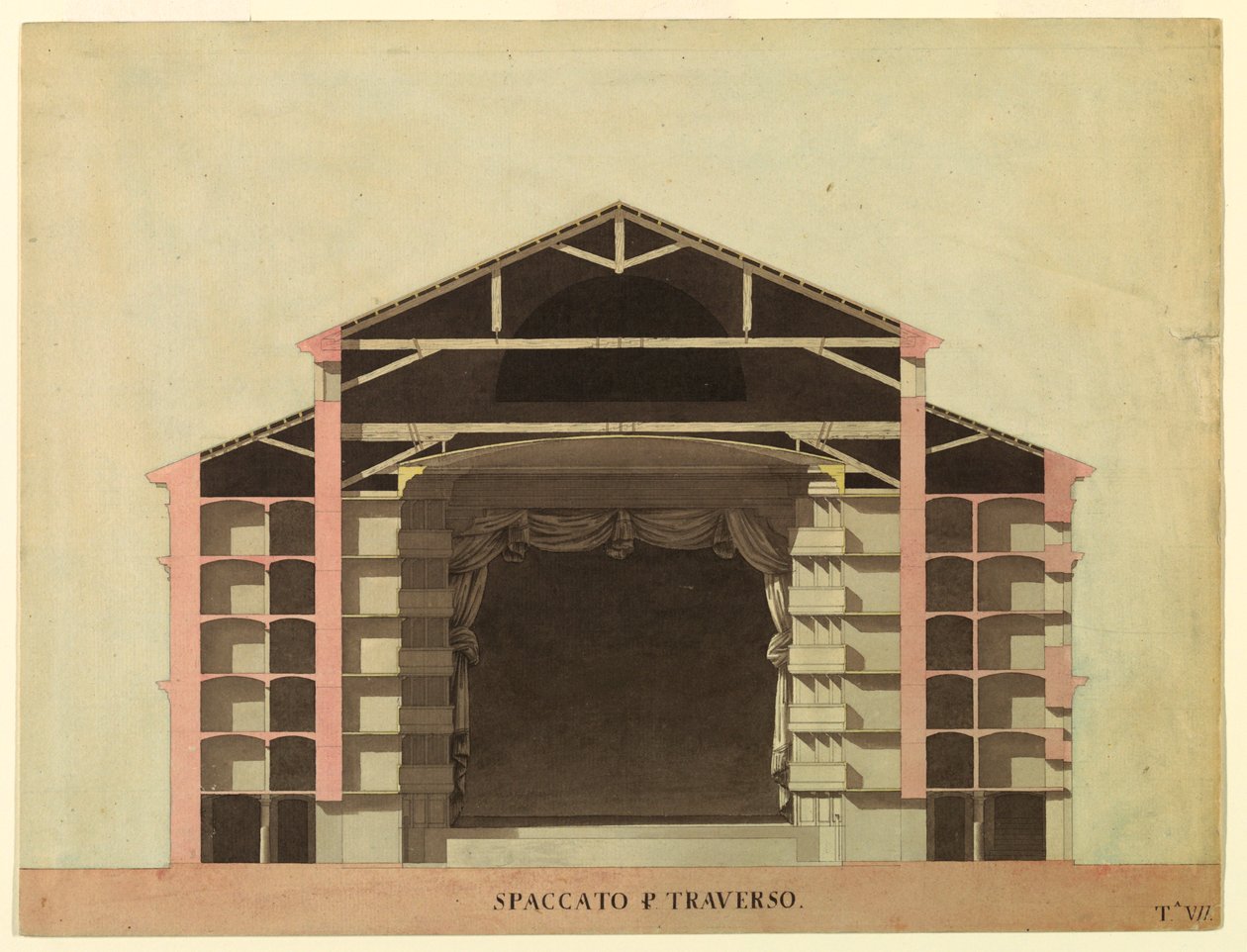Competition Design for La Fenice, Venice: Transverse Section, 1788 by Unknown artistUnknown artist