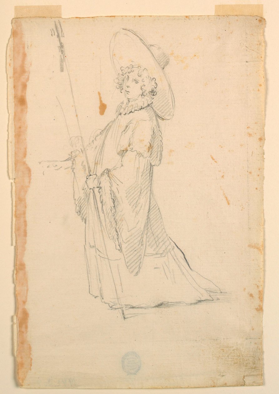 Costume Design: A Girl in Fantastical Attire for a Ballet, ca. 1720 by Unknown artistUnknown artist