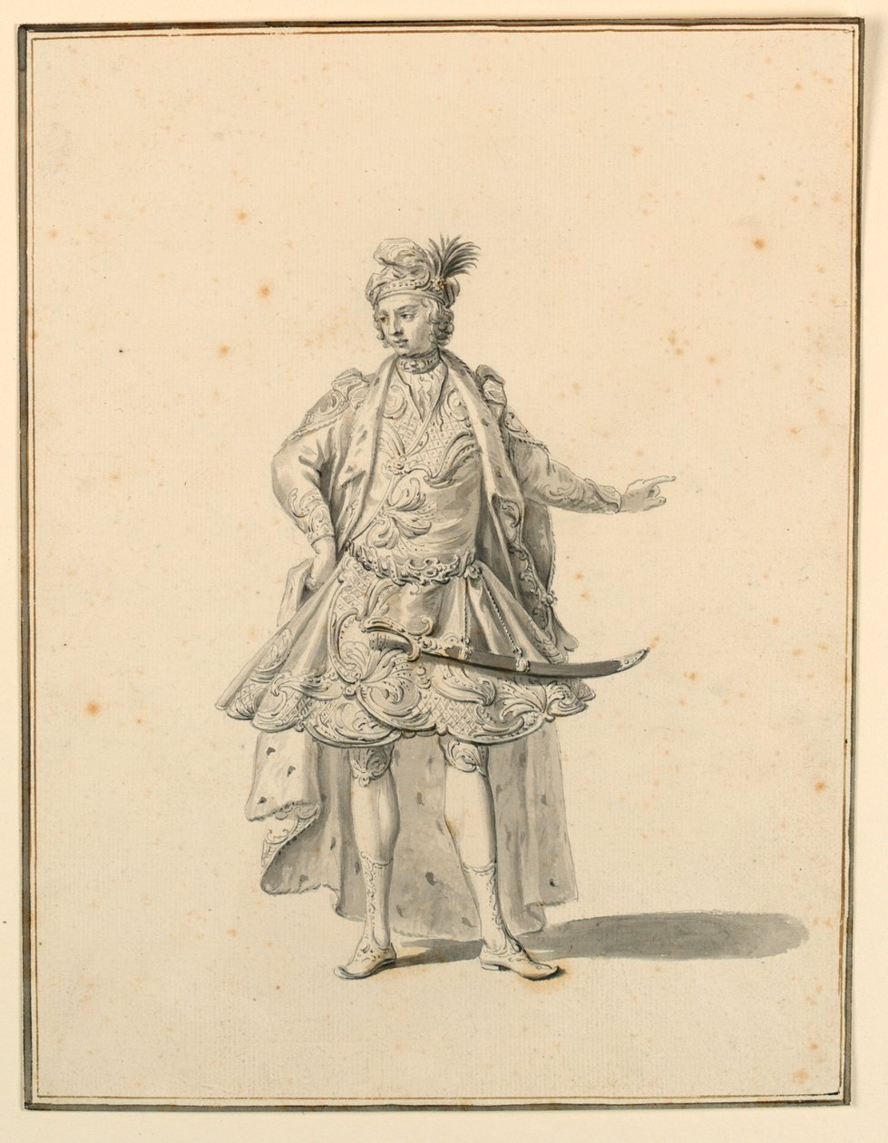 Costume Design: Persian Prince, for a Stage Production Designed by Giuseppe Galli Bibiena, 1719 by Unknown artistUnknown artist