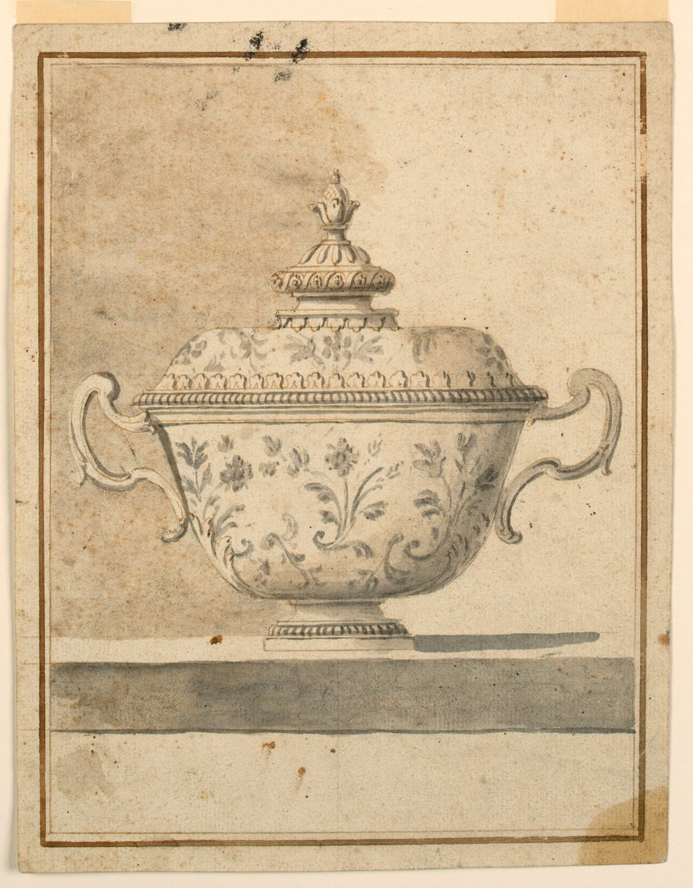 Drawing, Covered Ceramic Dish, 1750–90 by Unknown artistUnknown artist