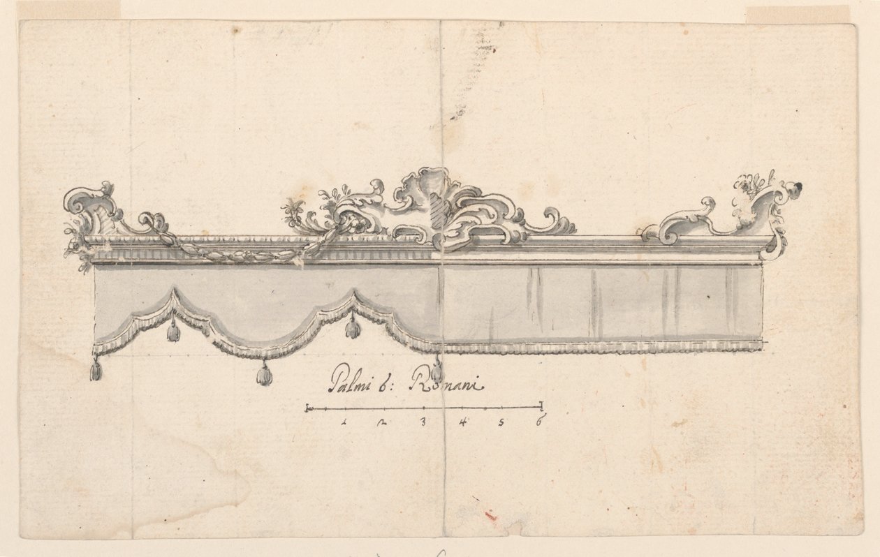 Cresting of a canopy (figure sketches), ca. 1750–75 by Unknown artistUnknown artist