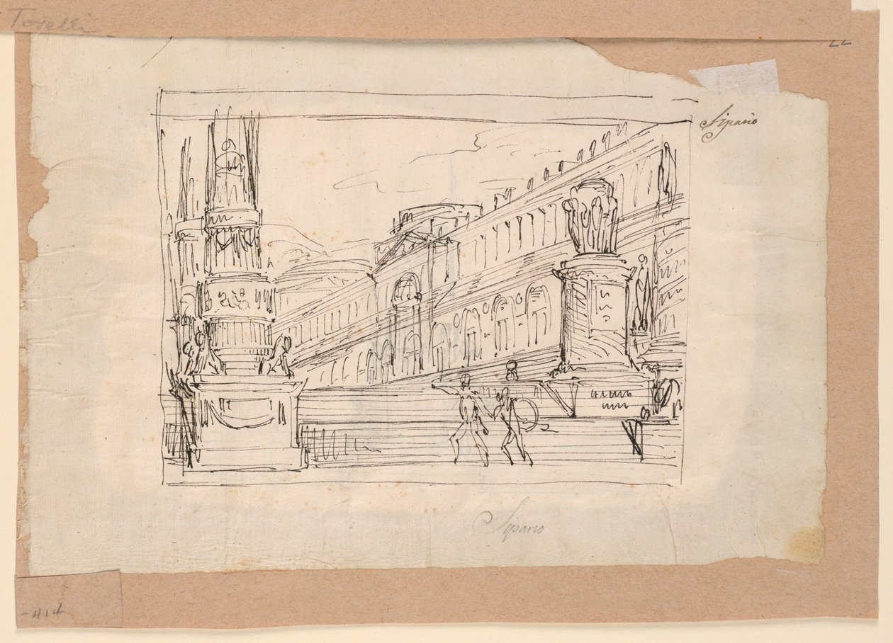 Curtain Design, Soldiers at a Flight of Steps by Unknown artistUnknown artist